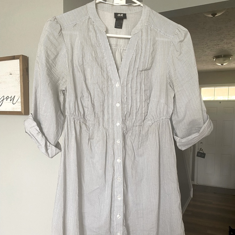 Pin stripped shirt dress